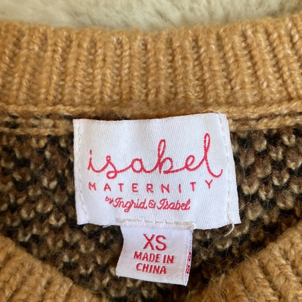 Isabel Maternity Leopard Animal Print Crewneck Pullover Sweater Size Extra Small